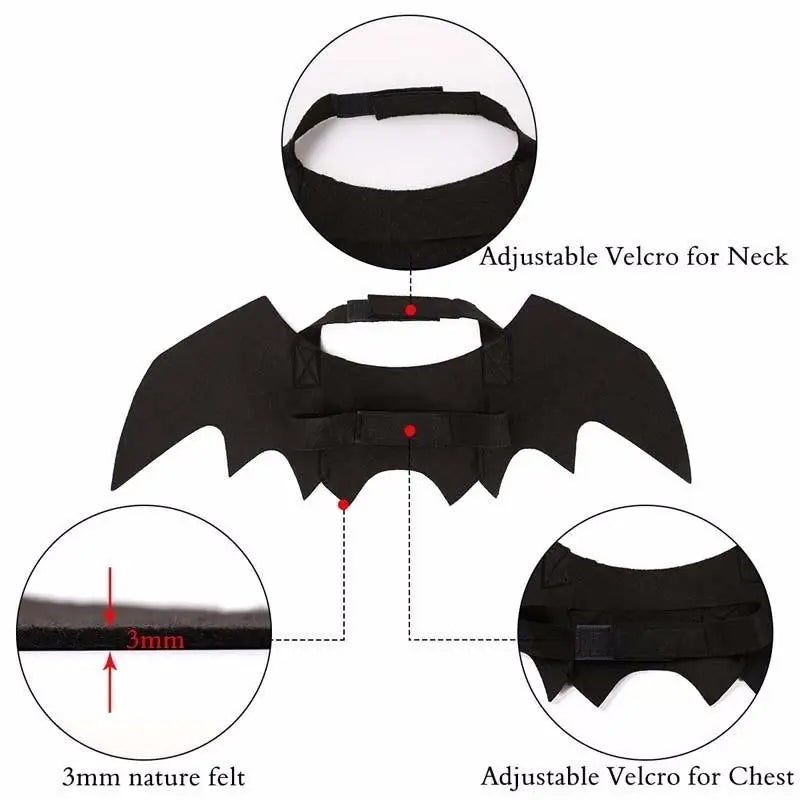 Pet Halloween Cosplay Costume for Dogs Cats Puppy Kittens Black Bat Wings