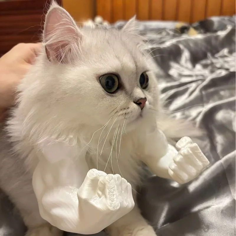 Cat Muscle Arms With Muscle 3D Printed Funny Cat's Neck Giant Arm Creative Arm For Pet Cosplay Halloween Costume Party Accessory