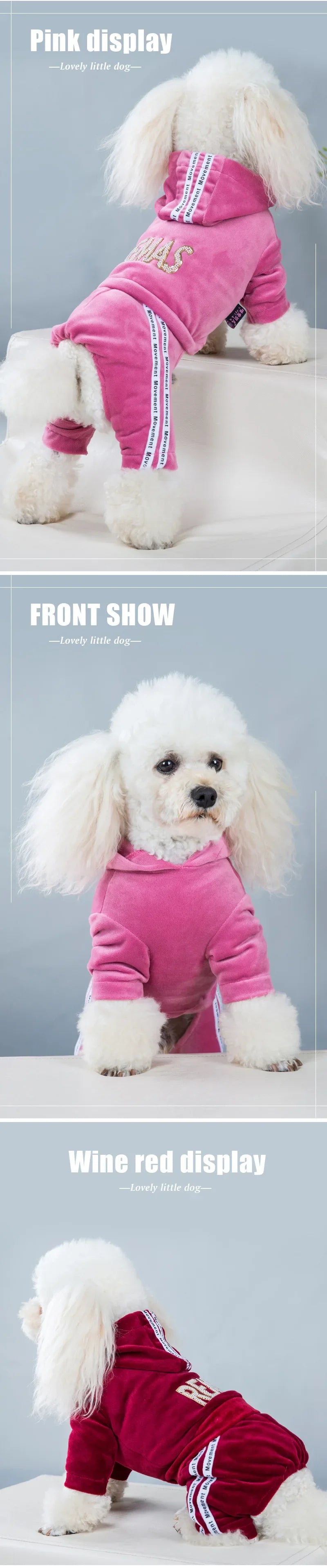 Luxury Velvet Dog Clothes,Dog Jumpsuit,Small Medium Dogs,Yorkie Puppy Costume,Hooded Coat,Tracksuit Overalls,Autumn,Winter