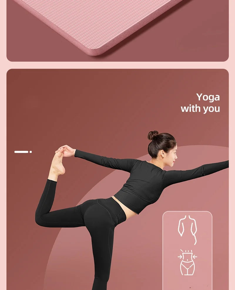 10mm Yoga Mat Thick Non-slip Exercise Fitness Workout Mats for Home Pilates Environmentally Friendly Yoga Mat
