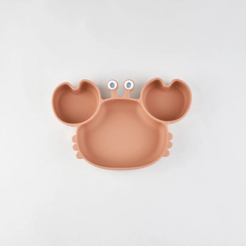 Food Grade Silicone Meal Plate Cartoon Toddler Plates Independent Feeding Training Anti-Drop Complementary Food Bowl Baby Stuff