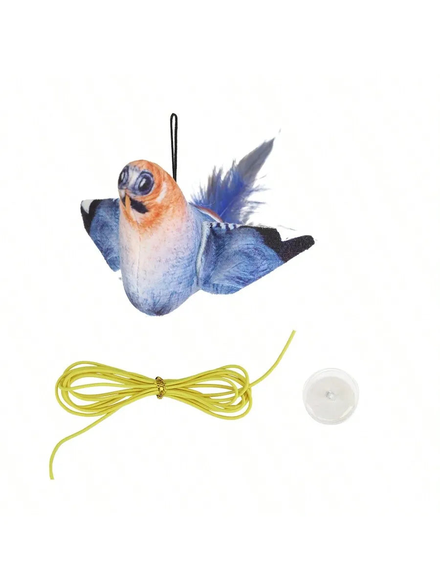 Random color Queaky Feathered Bird Cat Toy - Interactive Play and Chirp for Kittens, No Battery Needed, Ideal for Medium Breeds