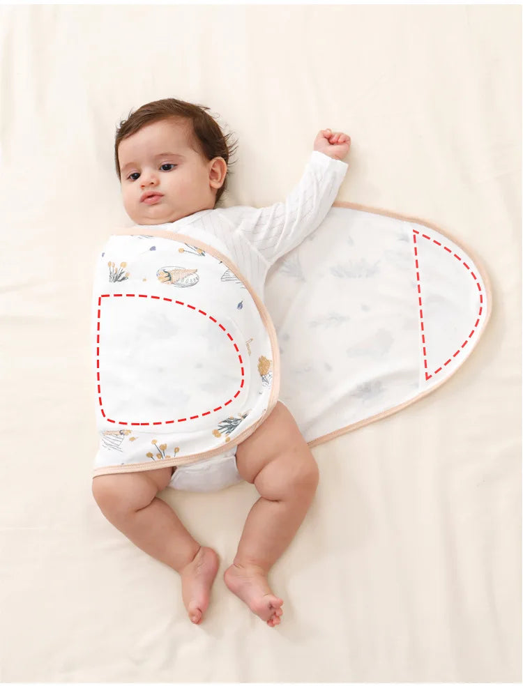 Baby Swaddle Blanket 0-6 Months Strap Protect Belly Baby Sleeping Blanket Wrap for New Born Thin-style for Summer