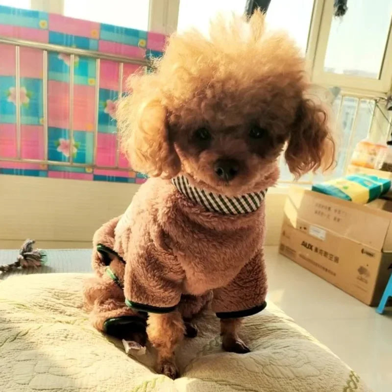 Towable Pet Jumpsuit with Buckle Winter Warm Puppy Dog Suit Clothes for Small Dogs Yorkshire Shih Tzu Overalls mascotas Clothing