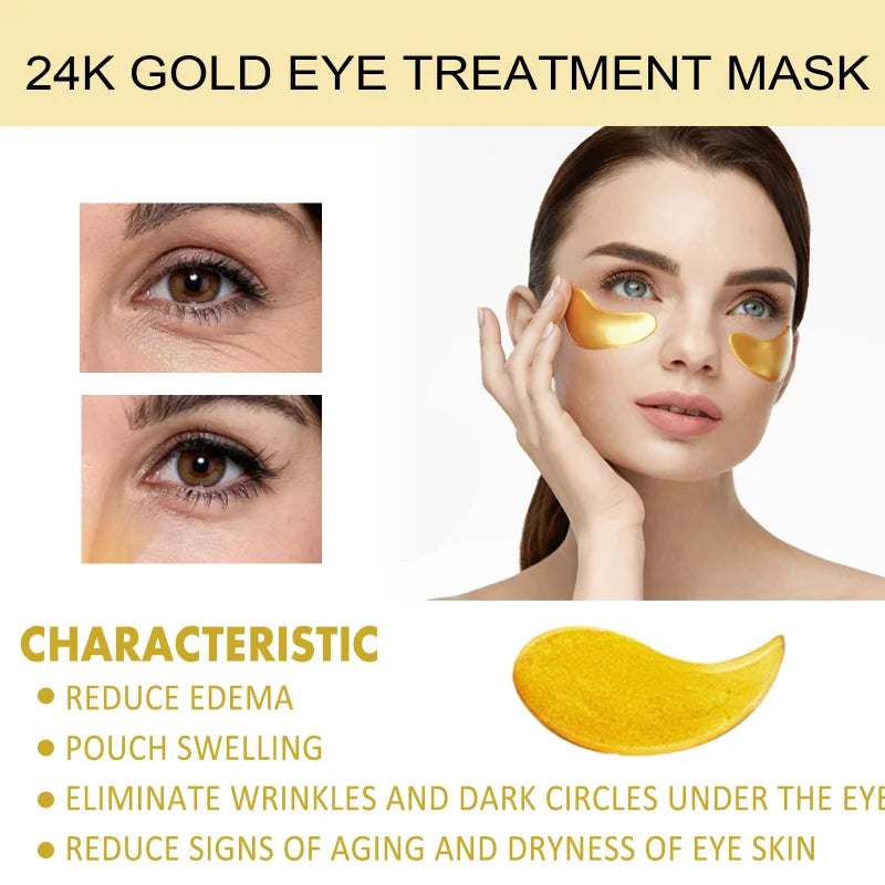 Skincare Products 24K Gold Hyaluronic Acid Eye Mask Remove Dark Eye Circles Collagen Eye Patches Face Care Product