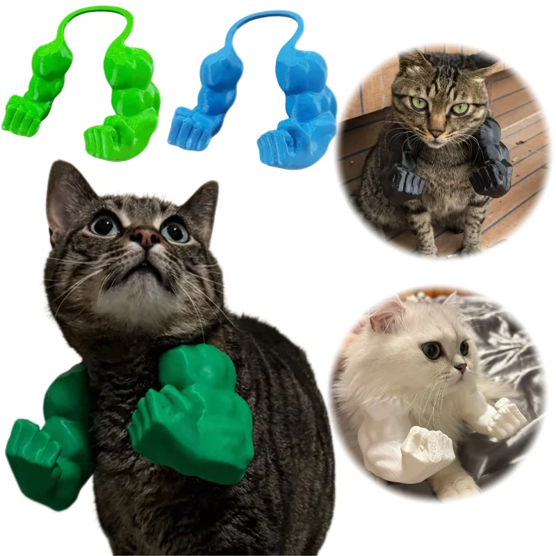 Cat Muscle Arms With Muscle 3D Printed Funny Cat's Neck Giant Arm Creative Arm For Pet Cosplay Halloween Costume Party Accessory