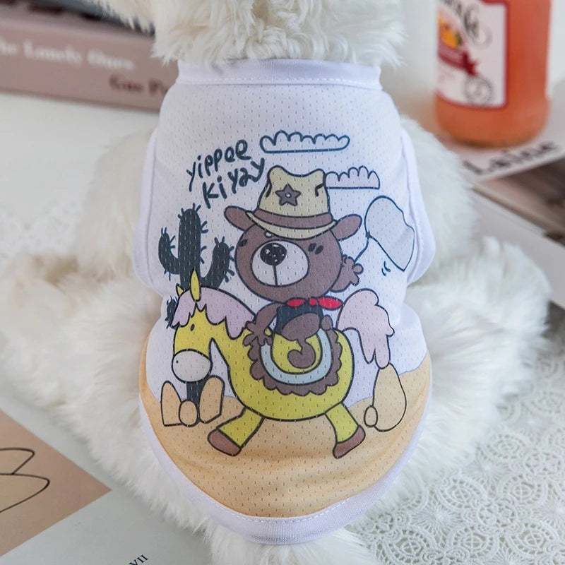 1 PC Lightweight Summer Vest for Pets Chihauhua XS-XXL Big Dogs Clothing Ice Felt Overall Cartoon No Fading Pet Cat Overalls
