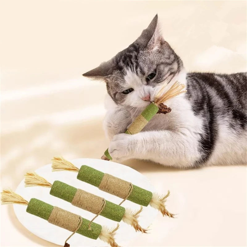 Cats Catmint Stick Cats Teether Licking Stick Cats Teaser Stick Toy Chewing Matatabi Cats Hairballs Removal Treat Stick