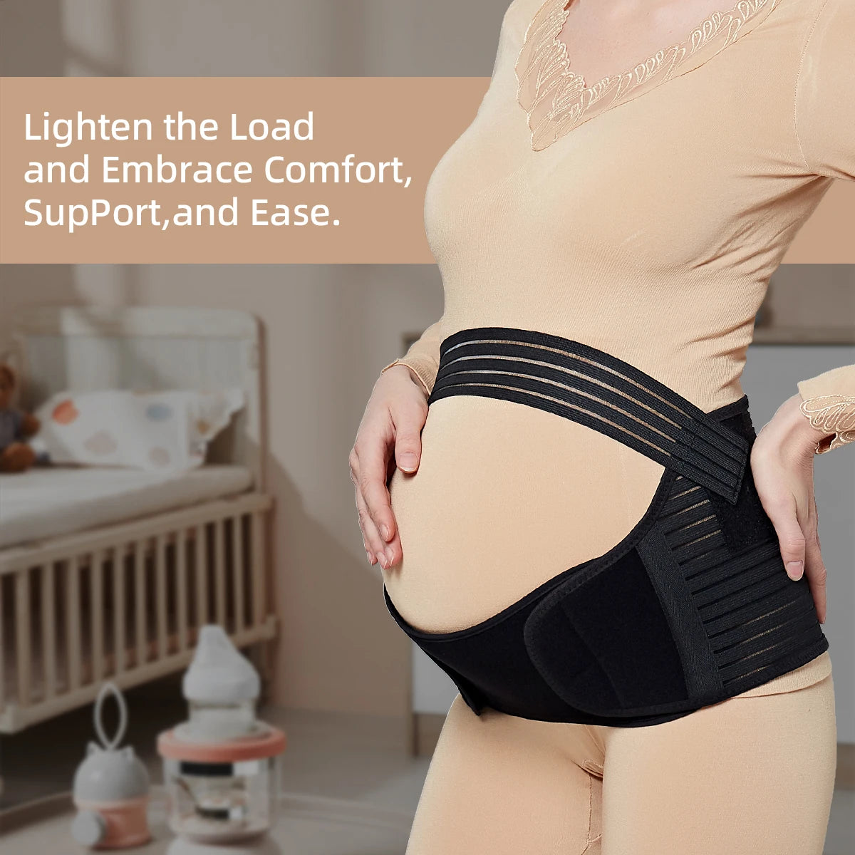Breathable Adjustable Maternity Support Belt for Mid-to-Late Pregnancy, Stabilizing Belly Wrap for Back Support