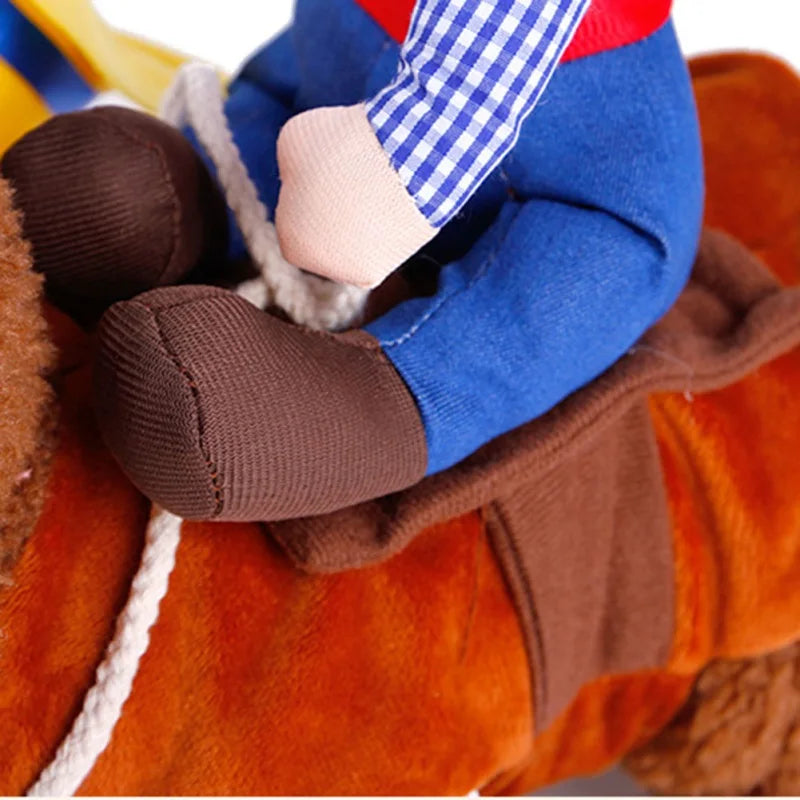 Dog Halloween Costume Cowboy Rider Costume for Small Medium Dogs Cats Funny Dog Clothes Party Suits for Holiday Christmas