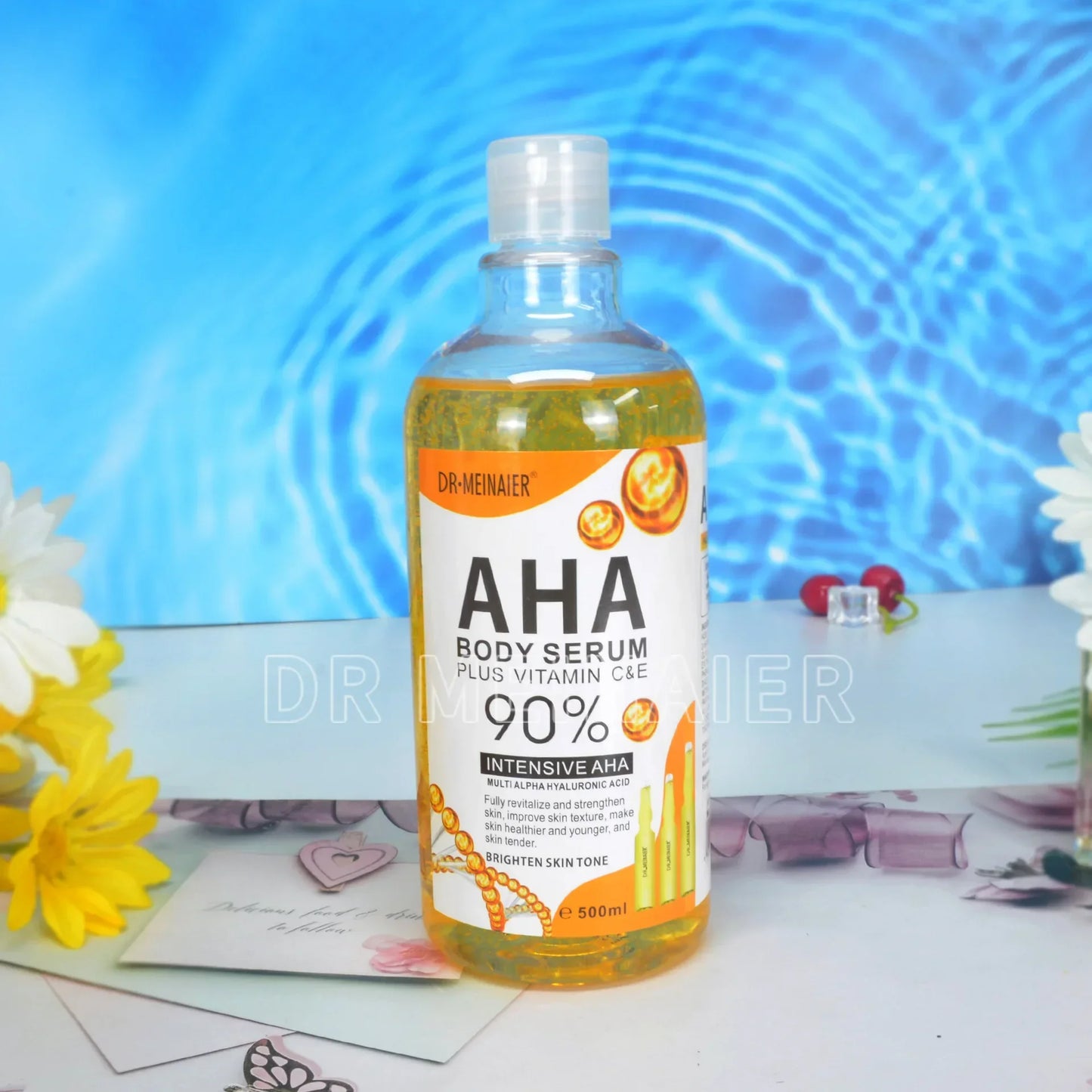 500ML Vitamin C AHA HYALURONIC& NICOTINAMIDE Face Serum Moisturizing Lightening Body Cream Honey&Almonds
