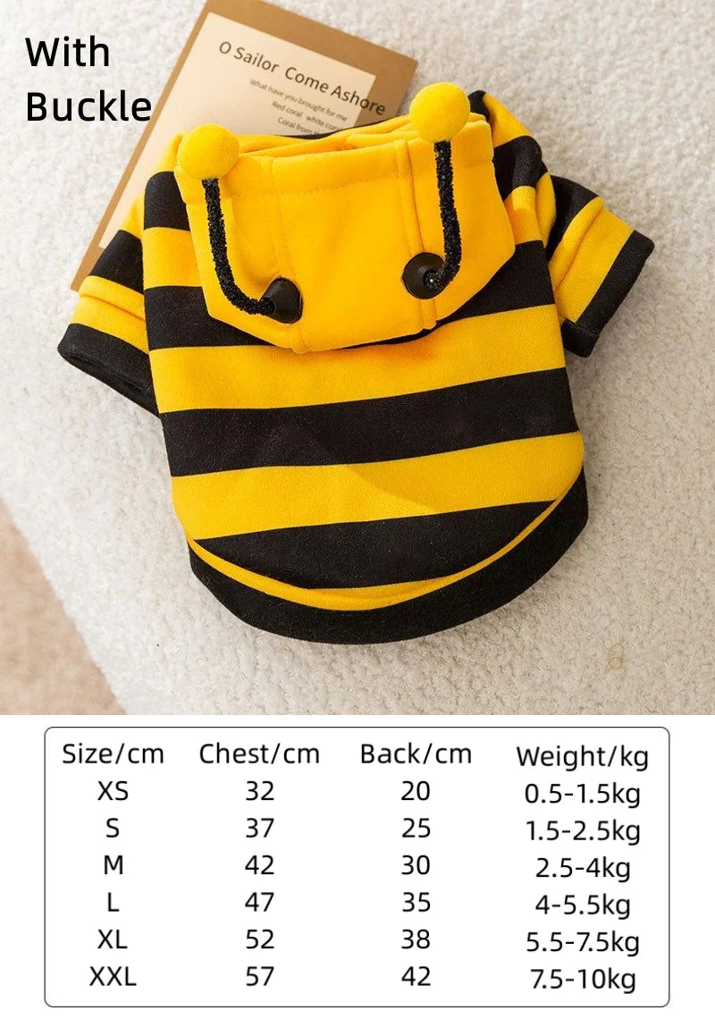 Pet Halloween Costume Honey Bee Role Play Hoodie with Buckle or not Dogs Cats Party Cosplay Funny Outfit Clothes with Hat or not
