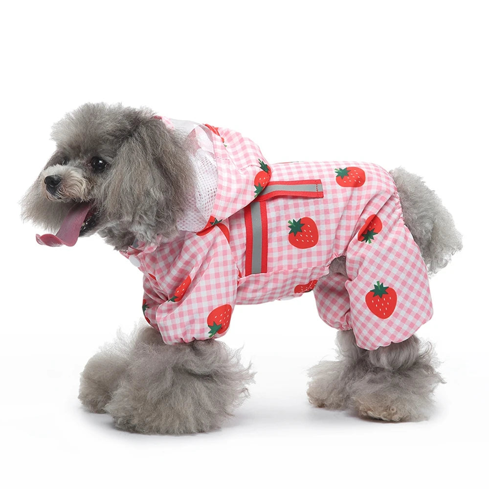 Dog Raincoat Dog Hooded Poncho 4 Legs Dog Rain Jacket with D Leash Ring Waterproof Dog Rain Clothes for Small Medium Dogs