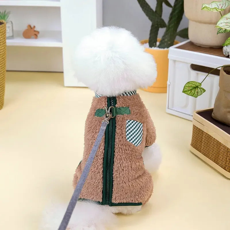 Towable Pet Jumpsuit with Buckle Winter Warm Puppy Dog Suit Clothes for Small Dogs Yorkshire Shih Tzu Overalls mascotas Clothing