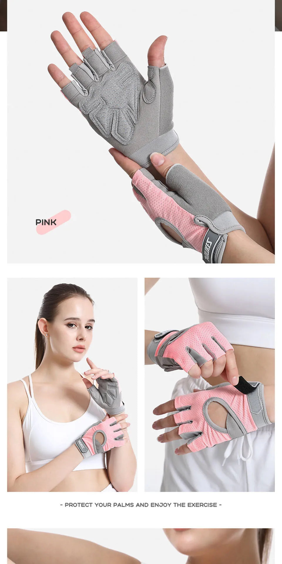 AOLIKES 1 Pair Gym Gloves Body Building Sports Fitness Dumbbell Workout Breathable Gloves for Crossfit Weight Lifting Training