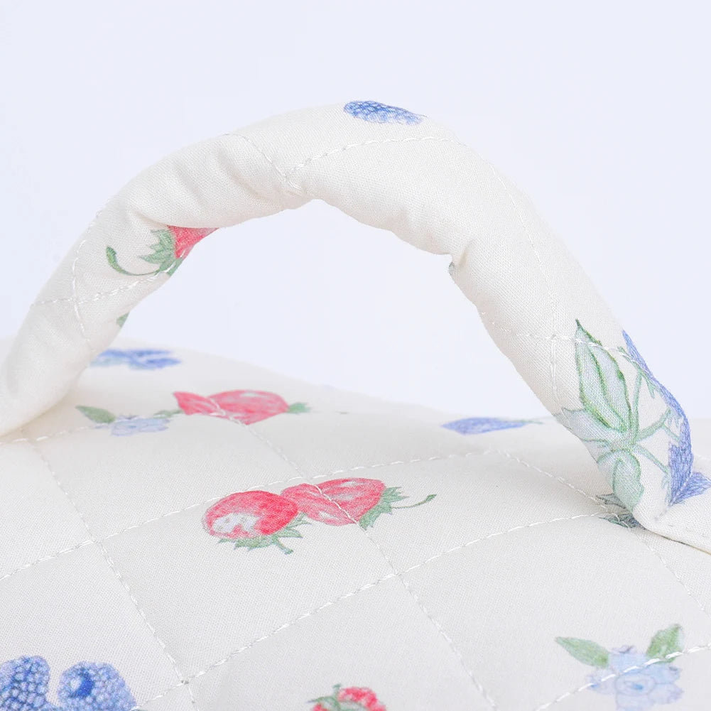 3Pcs Padded Makeup Bag Large Capacity Quilting Storage Bag Strawberry Print Adorable Padding Skincare Pouch Ladies Trip Bag