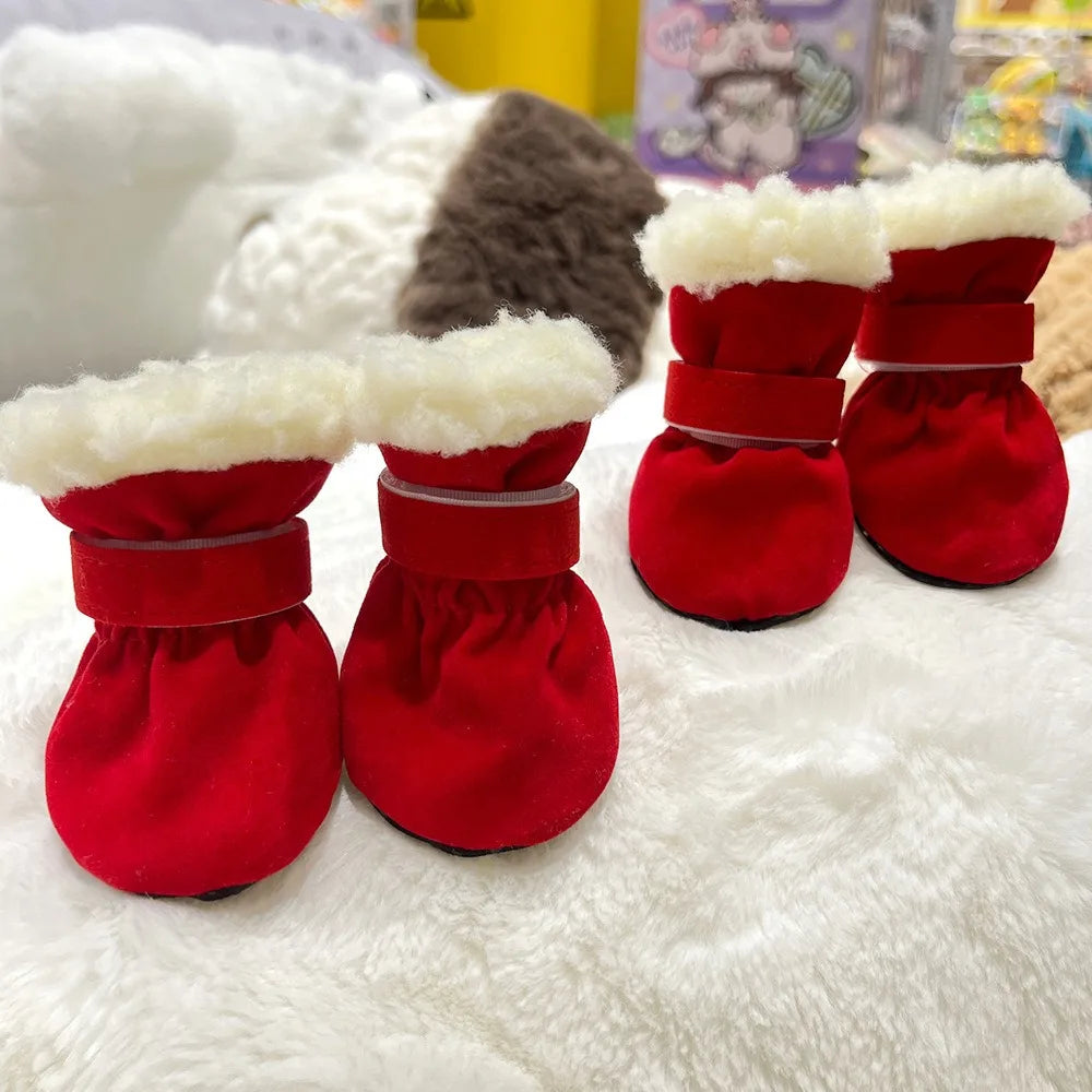 4pcs/set Durable Waterproof Winter Pet Dog Shoes Anti-slip Thick Pet Footwear Puppy Dogs Socks Booties