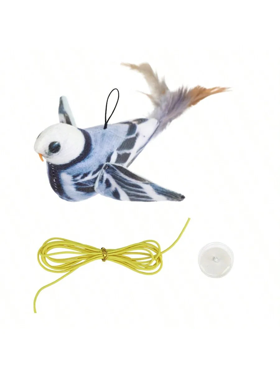 Random color Queaky Feathered Bird Cat Toy - Interactive Play and Chirp for Kittens, No Battery Needed, Ideal for Medium Breeds