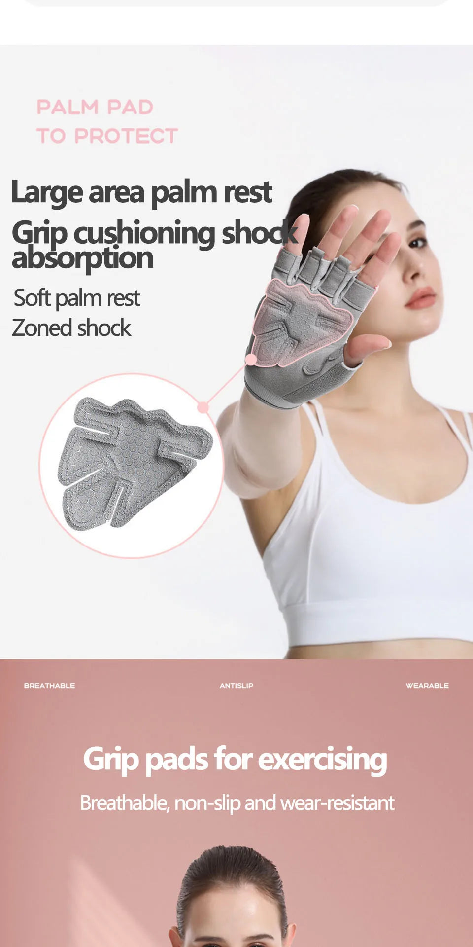 AOLIKES 1 Pair Gym Gloves Body Building Sports Fitness Dumbbell Workout Breathable Gloves for Crossfit Weight Lifting Training