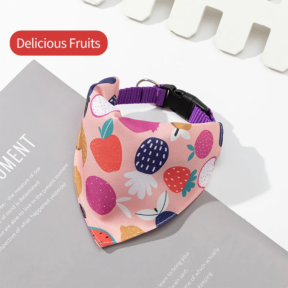 Adjustable Pet Puppy Cat Scarf Bandana Collar Neck Scarf For Small Dogs Kitten Saliva Towel PU Collar with Triangular Bandage