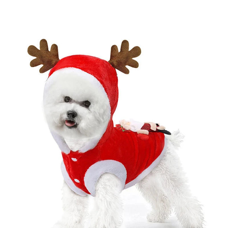 Christmas Dog Clothes for Small Medium Dogs Pet Costume Chihuahua Pets Hoodies Warm New Year Dog Clothing Yorkshire