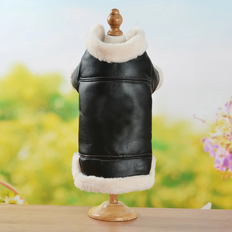 Flying Eagle PU Dog Clothes Plus Velvet Warm Pet Dog Coat Winter Thicken Leather Puppy Jacket Clothes For Small Medium Dogs Cats