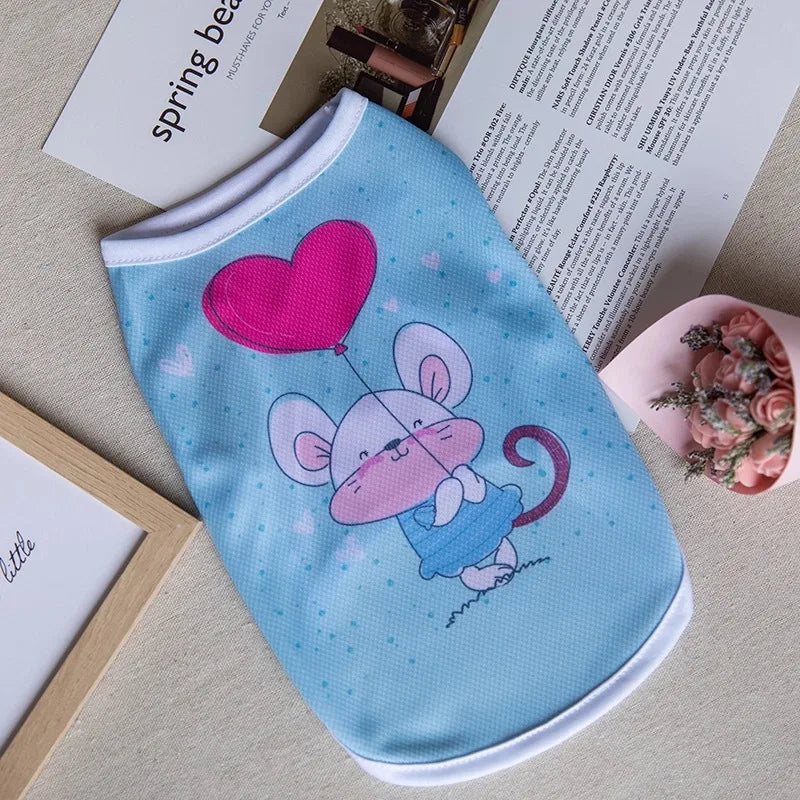 1 PC Lightweight Summer Vest for Pets Chihauhua XS-XXL Big Dogs Clothing Ice Felt Overall Cartoon No Fading Pet Cat Overalls