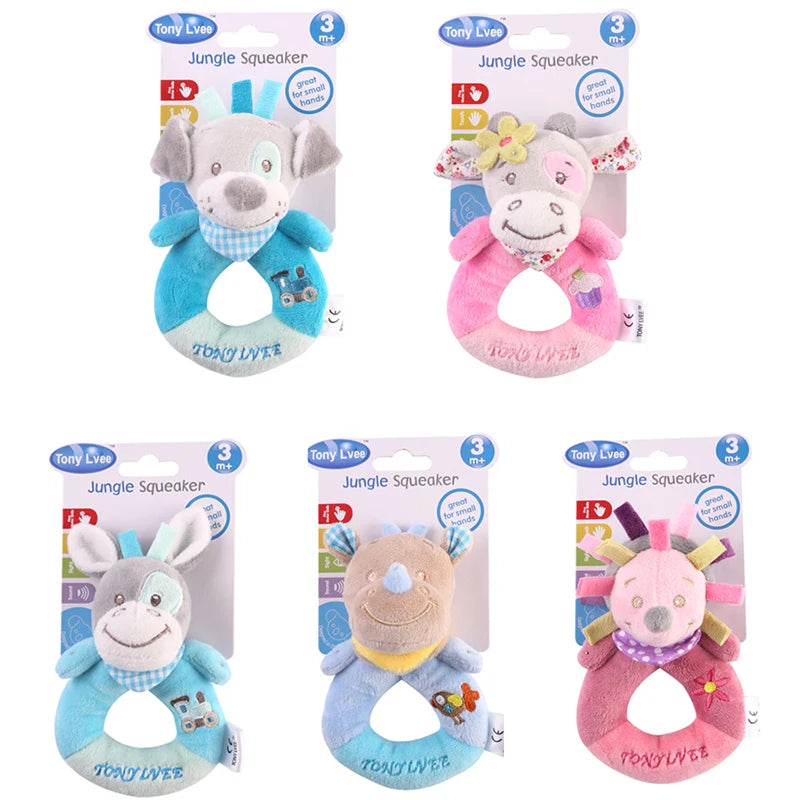 Baby Plush Rattle Cartoon Animals Crib Mobile Bed Bell Toys 0-12 Months Infant Toddler Early Educational Toy for Newborn Gifts