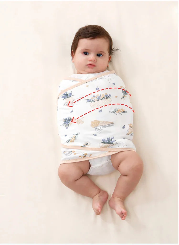 Baby Swaddle Blanket 0-6 Months Strap Protect Belly Baby Sleeping Blanket Wrap for New Born Thin-style for Summer