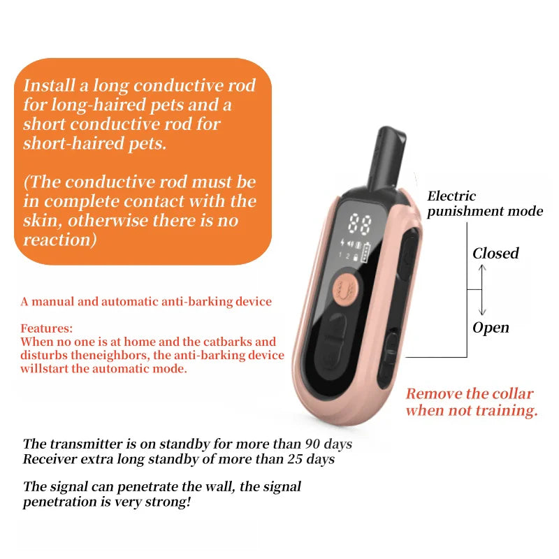 YHLC 1100m Cat Shock Collar,Cat Training Collar with Remote,Cat Stop Meowing Collar, Remote Control/Automatic Anti-Meow for Cats