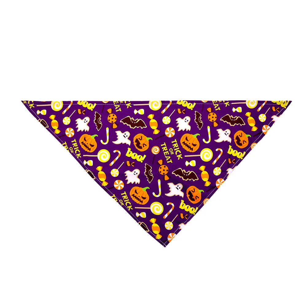 1 Pc Pet Dog Halloween Costume Scarf Dog Bandana Accessories Pumpkin Skull Bat Ghost Pattern Small Dog Cat Dog Bib Pet Supplies