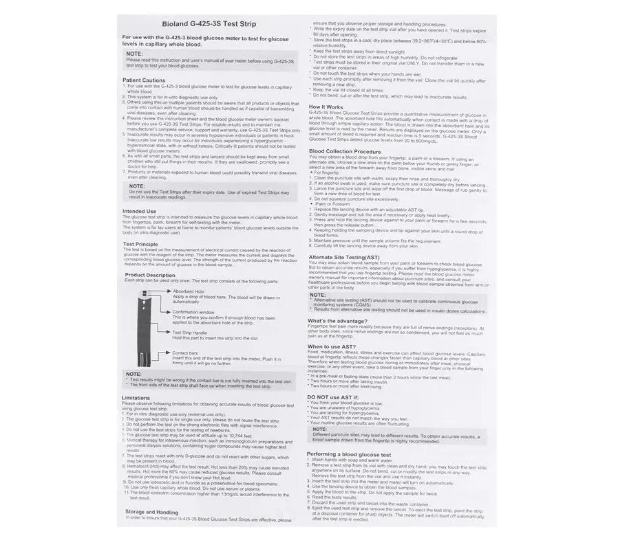 50Pcs Blood Glucose Test Strips/Lancets For G-425-3/G-425-2/G-425-1/G-427B Glucosemeter Blood Sugar Testing Papers Blood Collect