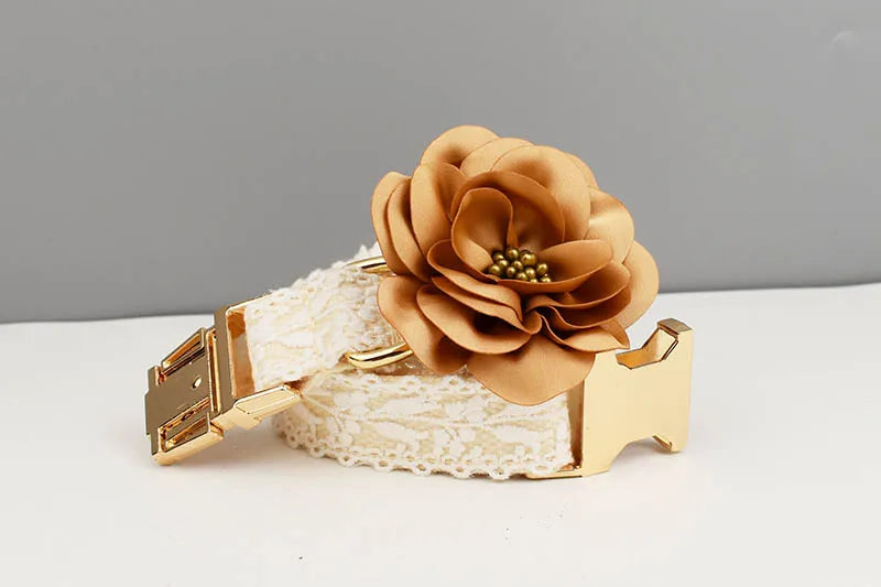 Lace Dog Collar Personalizd Custom Engraved Nameplate Pet Wedding Collar Harness For Dogs Dog Accessories Luxury Lace03