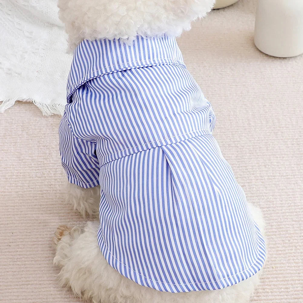 Fashion Pet Dog Clothes Bowknot Striped Shirts for Cat Dogs Cosplay Clothing Thin Summer Pet Costume Chihuahua Pet Supplies