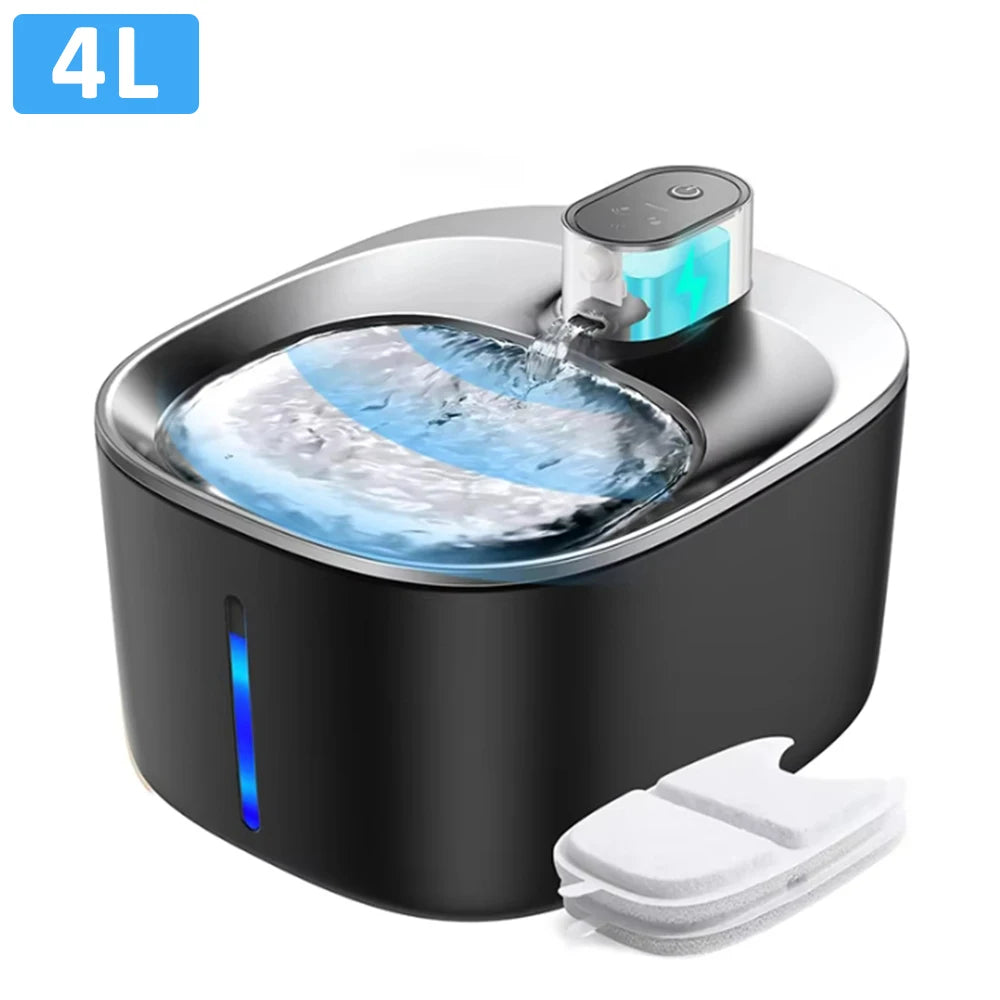 4L Wireless Cat Water Fountain 4000mAh Battery Operated,Ultra Quiet Pet Water Fountain with Motion Sensor for Cats Dogs Drinking