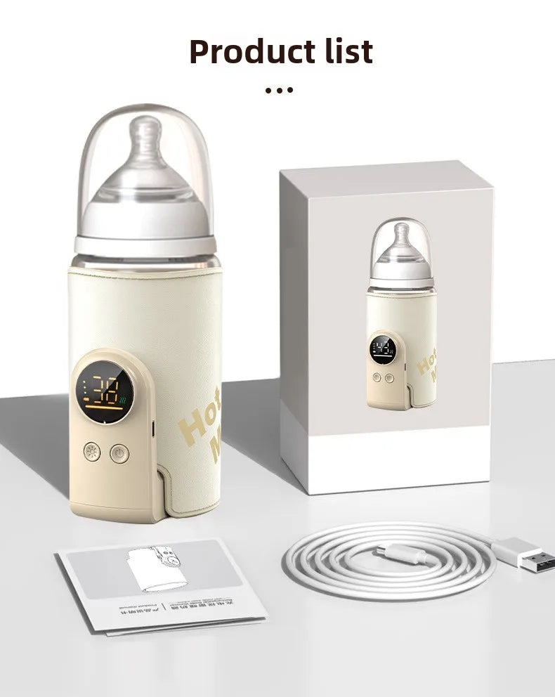 USB Multifunctional High-capacity Baby Feeding Bottle Smart Temperature Control Warmer Screen Newborn Baby Bottle Warmer Sleeve