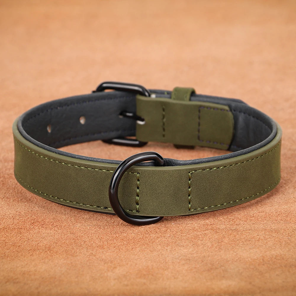 PU Leather Dog Collar Soft Padded Dog Collars Necklace Adjustable Pet Necklace For Small Medium Large Dogs Pitbull Labrador Pug