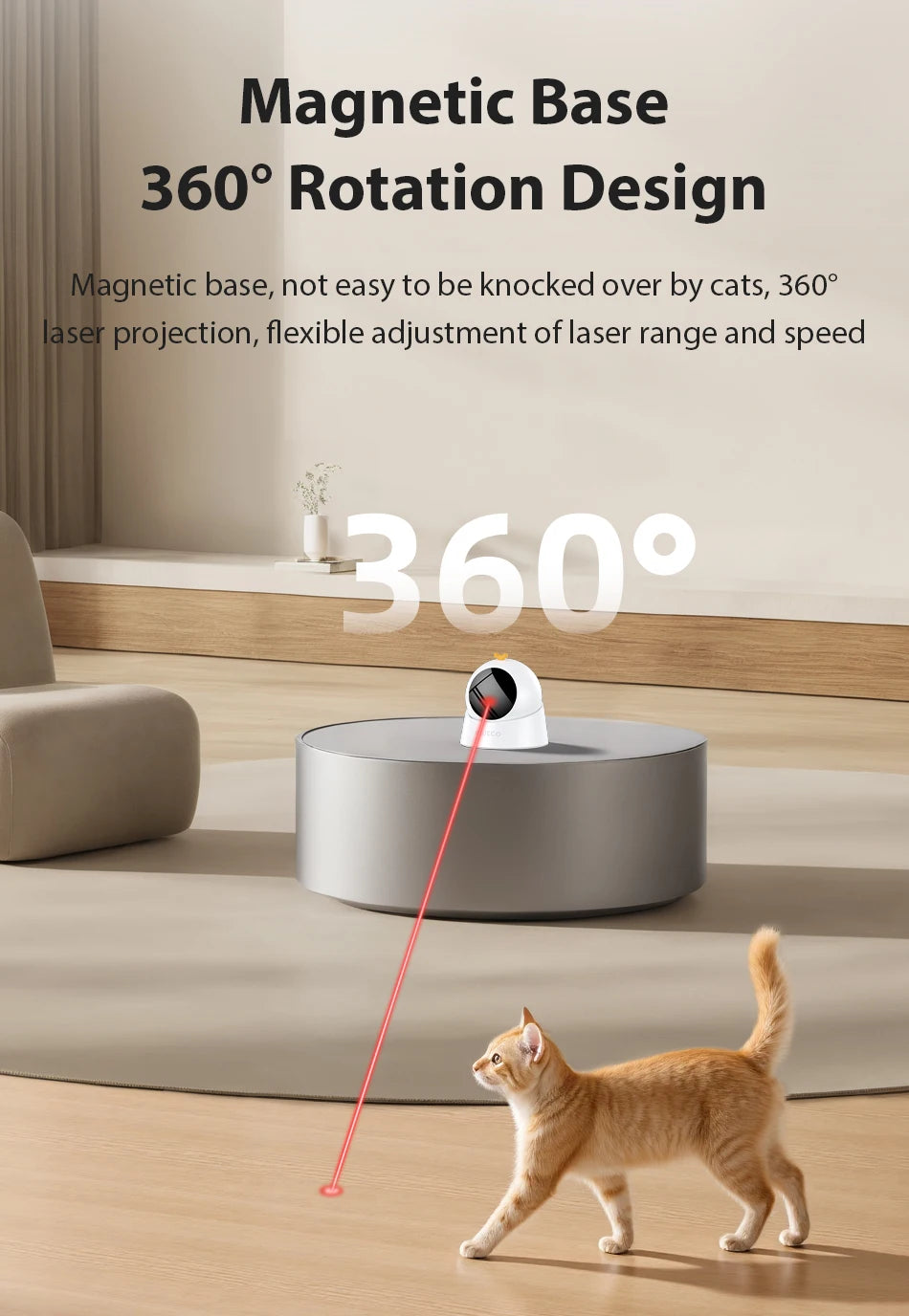 ROJECO Automatic Cat Laser Toy Interactive Adjustable Mode Electric Cat Toy For Kitty Dog Indoor Smart Teasing Laser Cat Toys