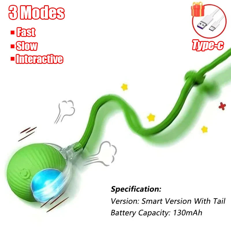 Upgraded Cat Interactive Ball Toys Infrared Automatic Rolling Ball Tail Rechargeable Smart Pet Toy Cat Training Imitate Mouse