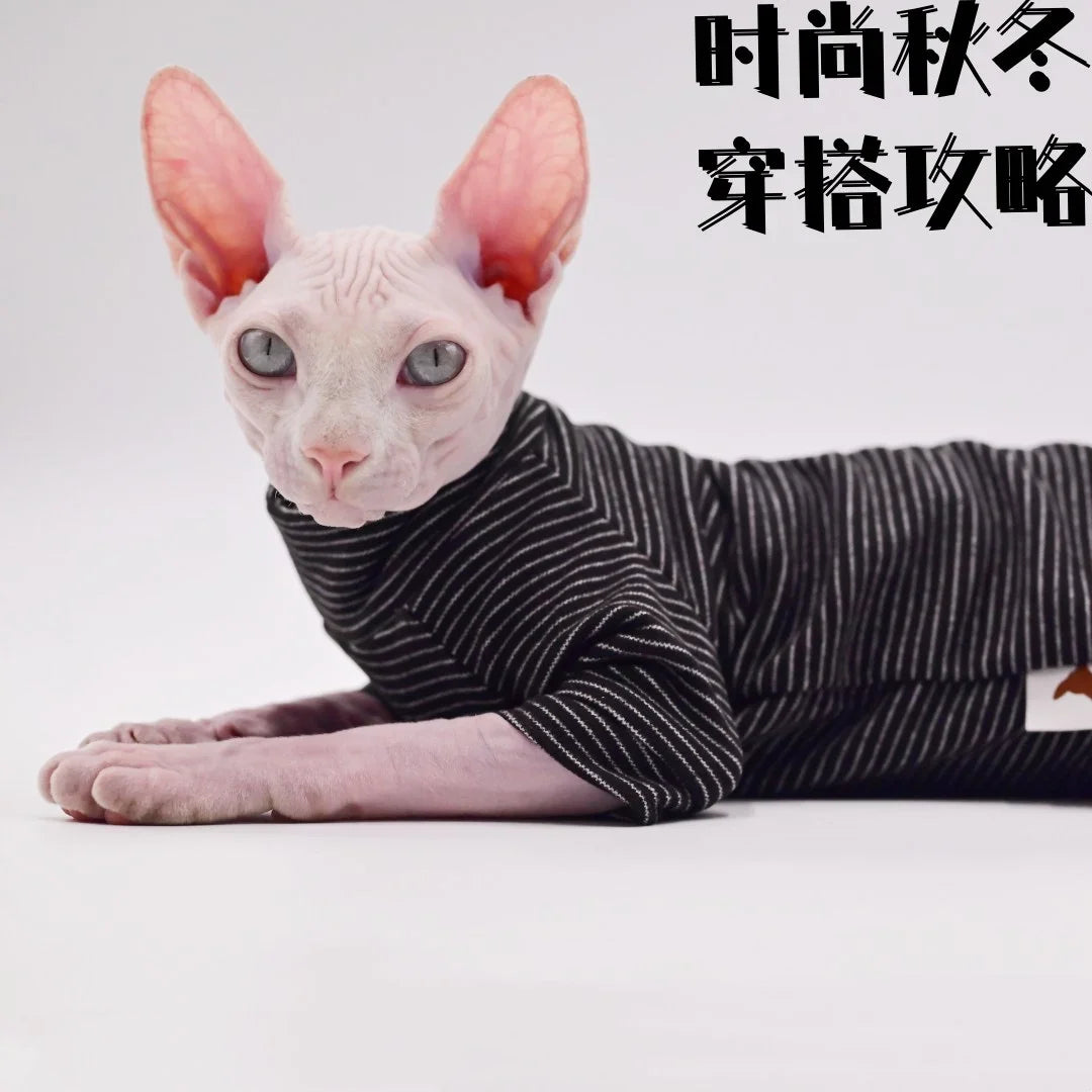 Cozy Four-Legged Cat Jacket for Hairless Breeds Cat Clothes for Sphynx Cats, Devon Rex Cats, Cornish Cats,Abbey Cats