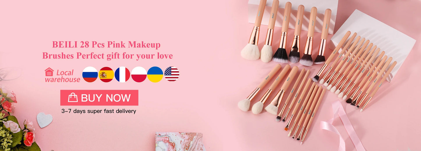 BEILI Black Makeup brushes set Professional Natural goat hair brushes Foundation Powder Contour Eyeshadow make up brushes