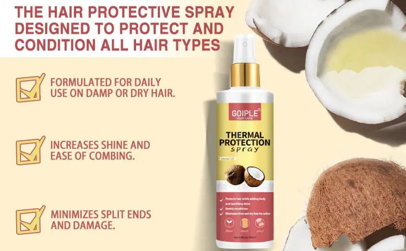 Heat Protection Spray Thermal Protector Serum Hair Growth Essential Oil Sleep Bonnet with Brush Moisturize Care Conditioner Set
