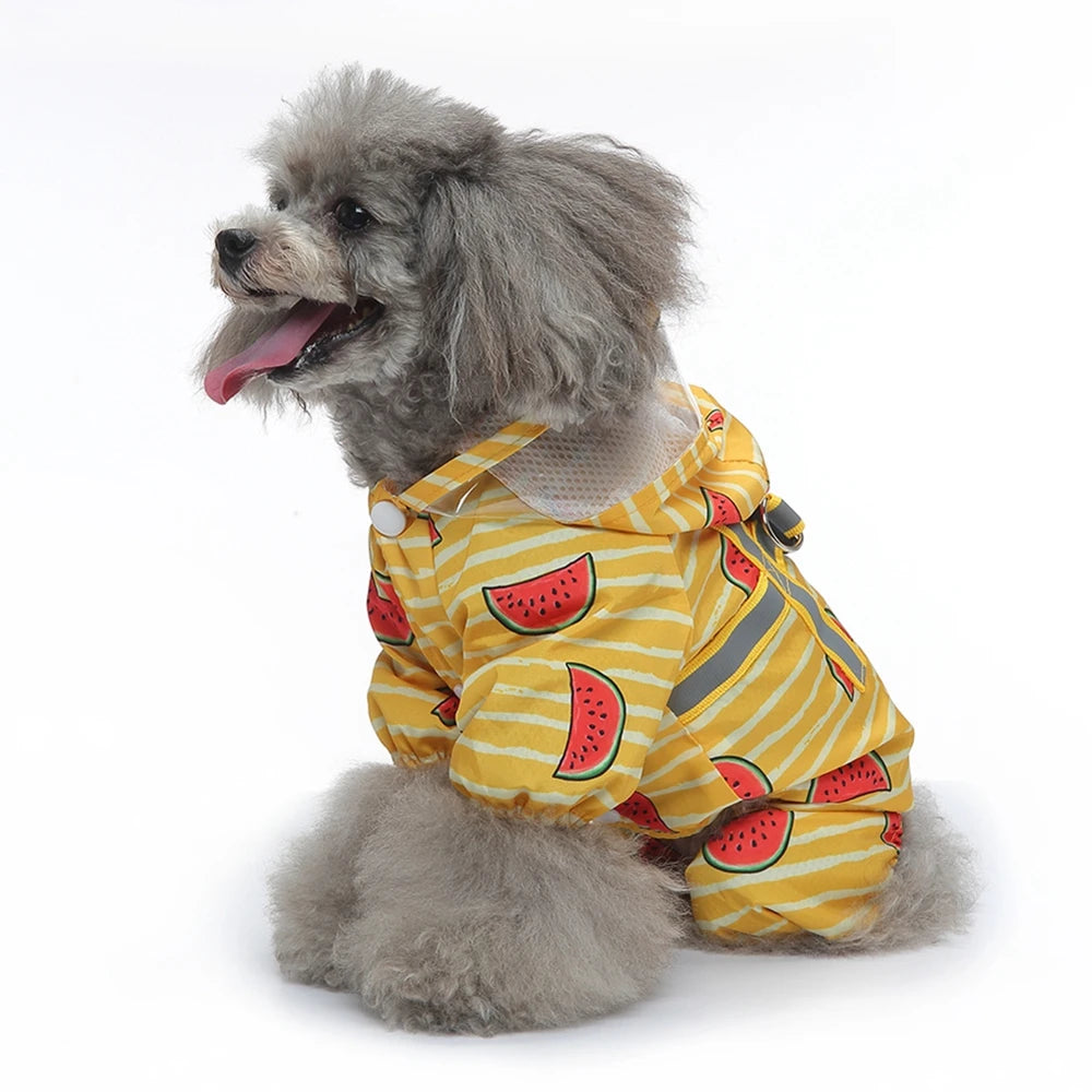 Dog Raincoat Dog Hooded Poncho 4 Legs Dog Rain Jacket with D Leash Ring Waterproof Dog Rain Clothes for Small Medium Dogs