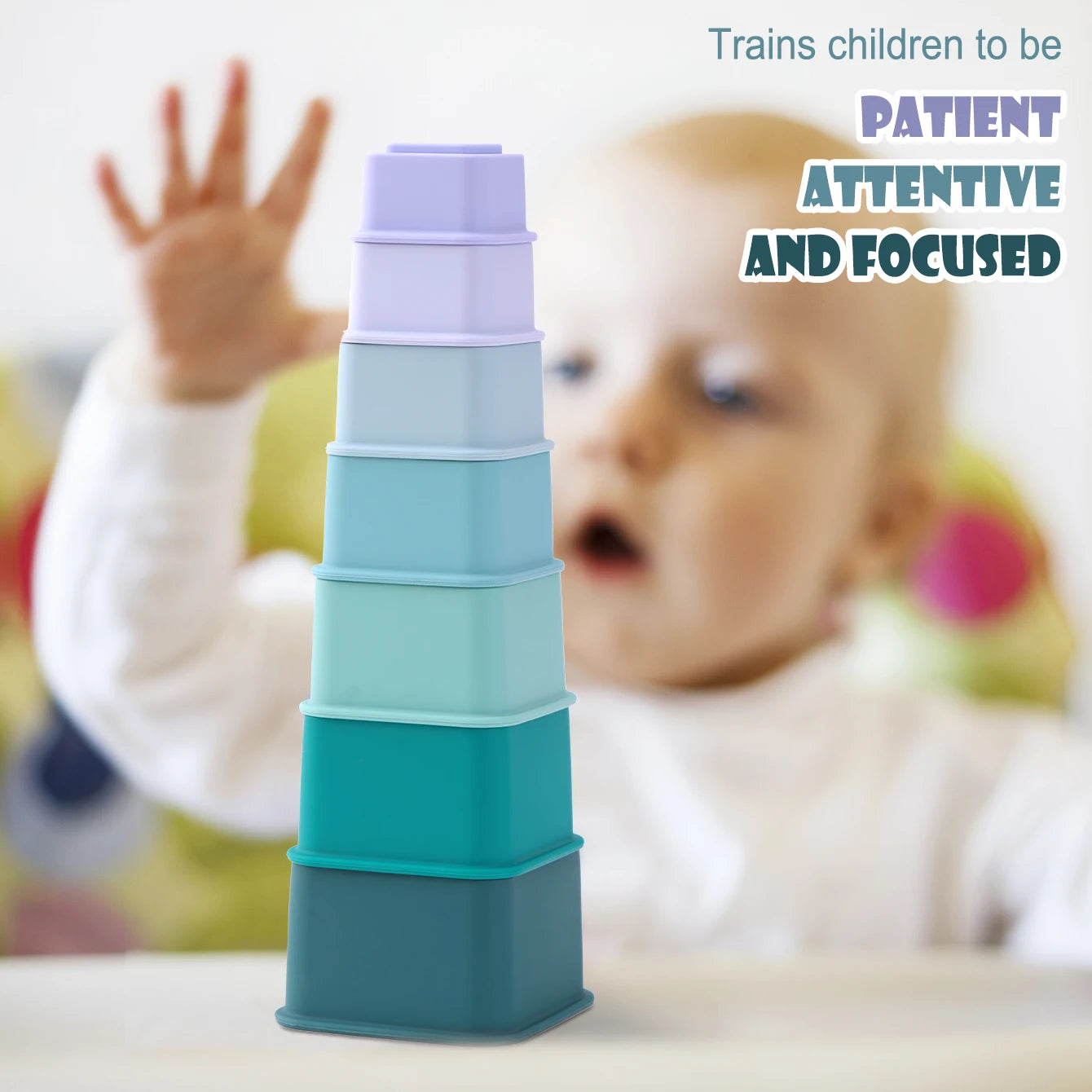 Color Kids 1Set Silicone Cartoon Teether Building Blocks Educational Chew Toy for Babies 0-12 Months BPA Free Sensory Baby Toy