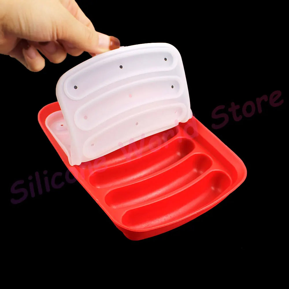 Silicone World DIY Silicone Sausage Molds With Lid Baby Complementary Food Baked and Steamed Ham Hot Dog Making Mold Baking Tool