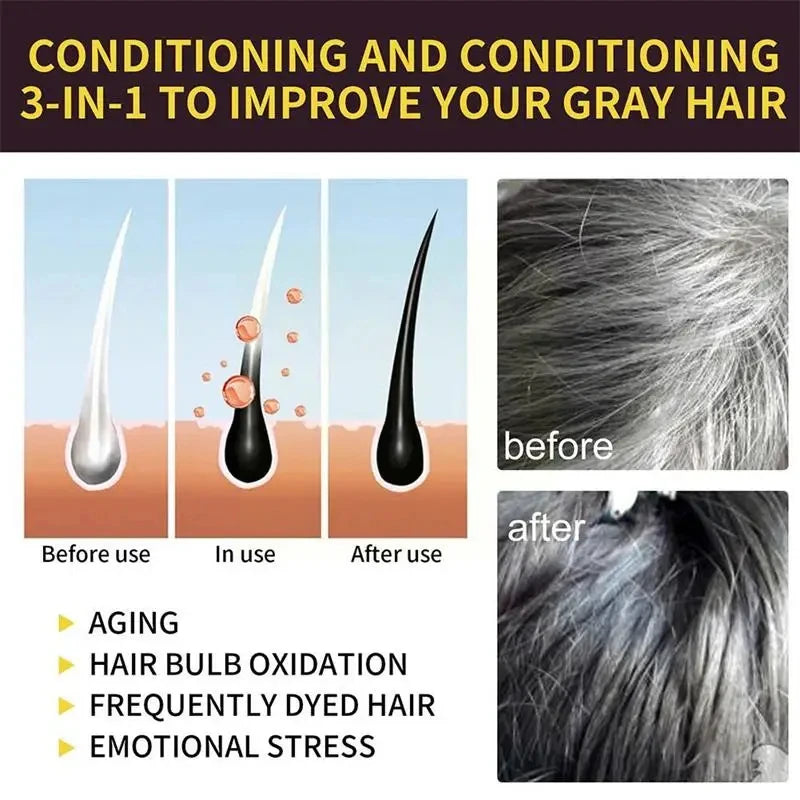 Pure Natural Herbal Hair Dye Shampoo Change Hair Color Cover Gray Hair White Hair Treatment Bubble Plant Hair Dye Hair Care