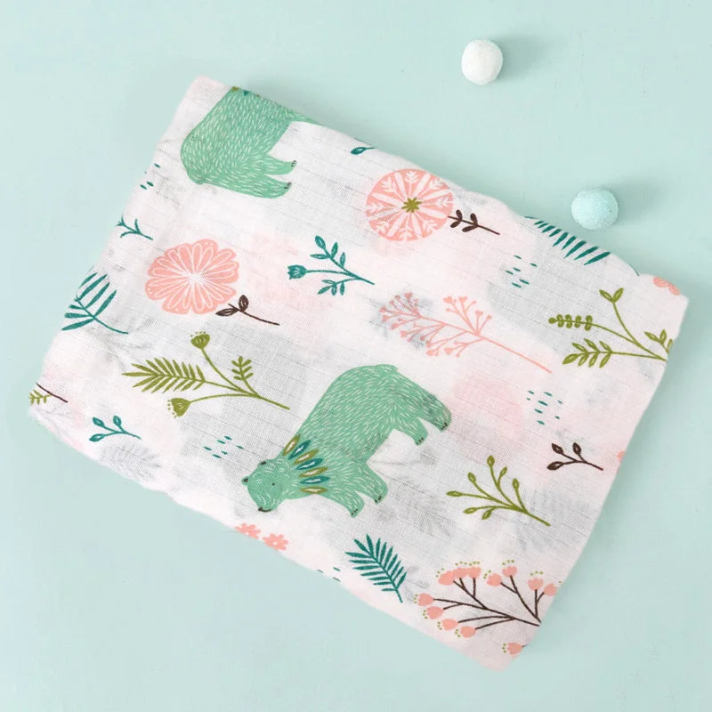 110cm Baby Swaddle Blanket Dual Layers Blankets For Boys Girls Organic Cotton Soft Newborn Swaddle Wrap Burping Clothes