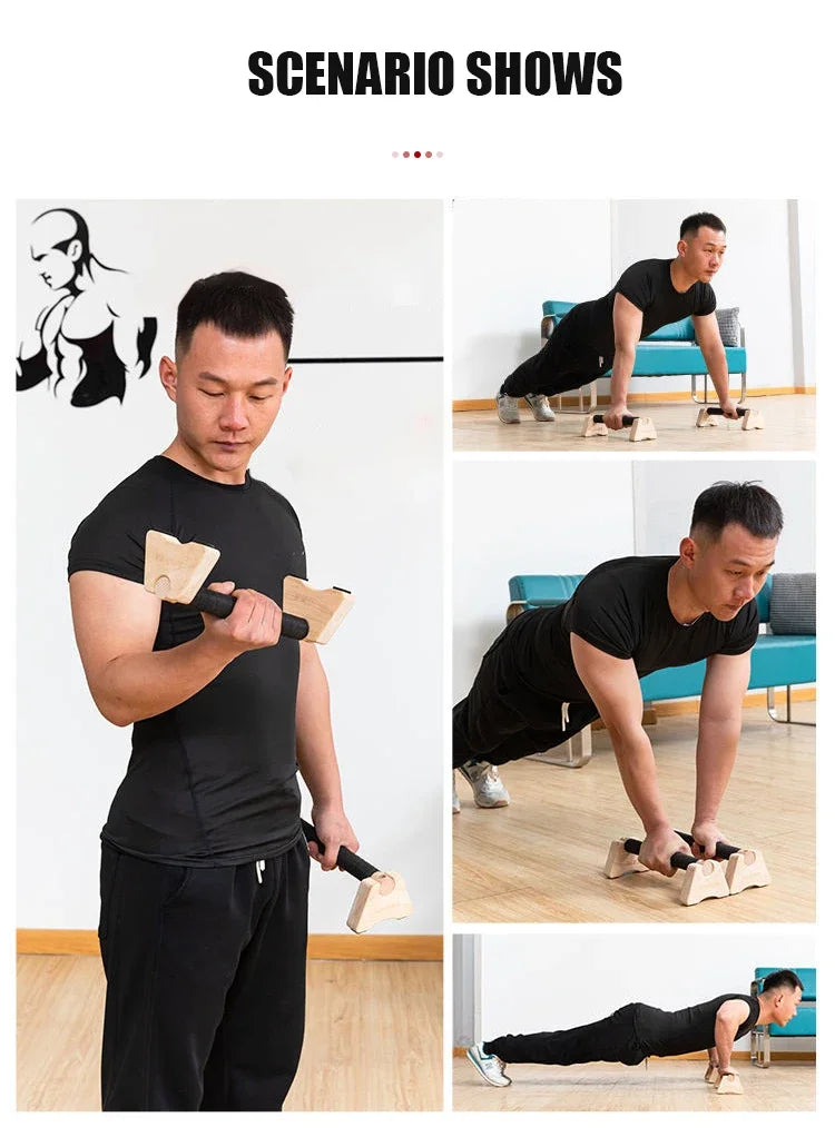 Wooden Push-up Stand Non-SlipPush Up Bar Handles Fitness Pushup Board Calisthenics Parallettes Bar Exercise Equipment for Home