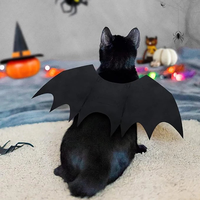Dog Cat Bat Wings for Halloween Party Decoration, Pet Collar Leads Cosplay Bat Costume,Cute Puppy Cat Dress Up Accessories