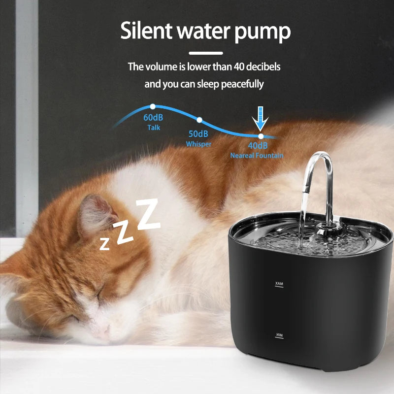 Cats Water Fountain Automatic Filter Cats Fountain With Stainless Steel Faucet Silent Water Pump Pet Cats Dog Water Dispenser